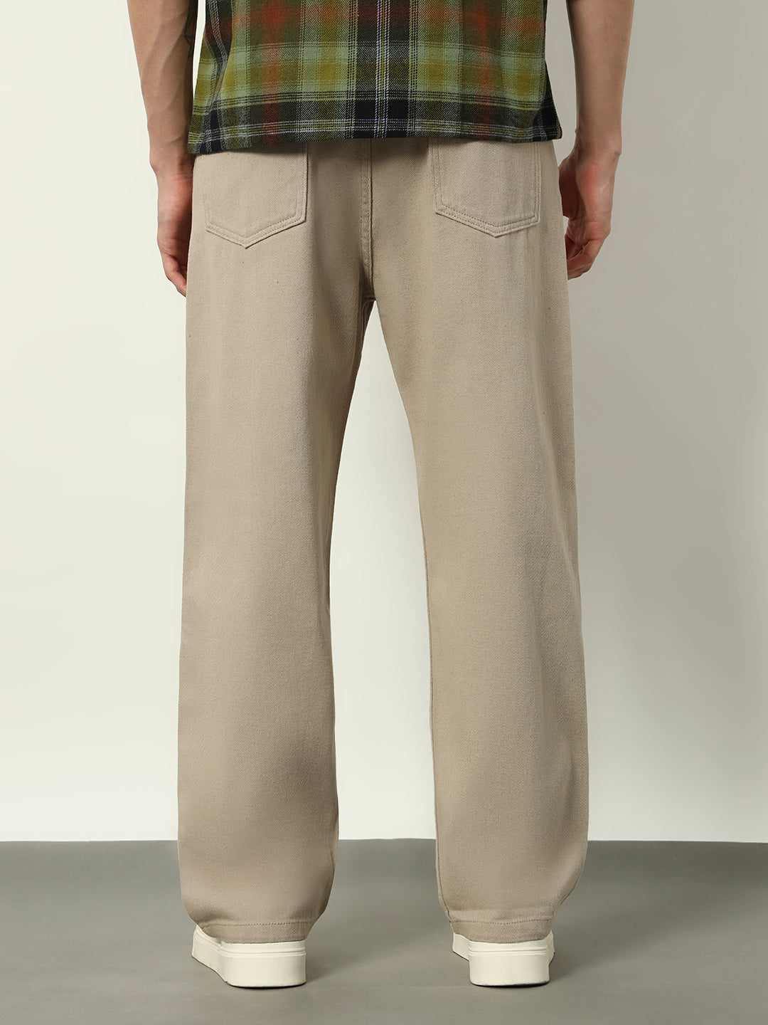 Beige Baggy Wide‑Leg Pants