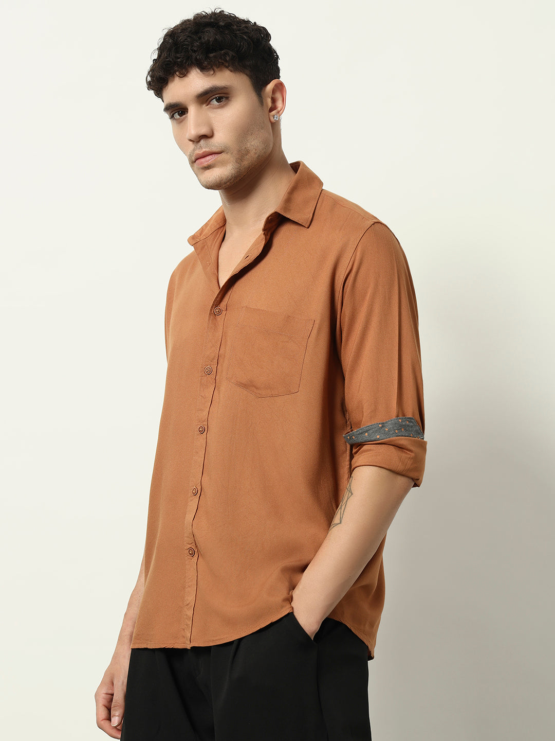 Rust Brown Casual Shirt for Men