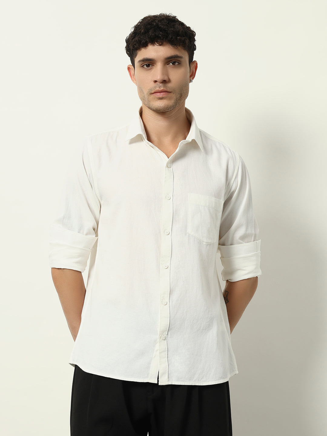 Versatile White Shirt with Chest Pocket