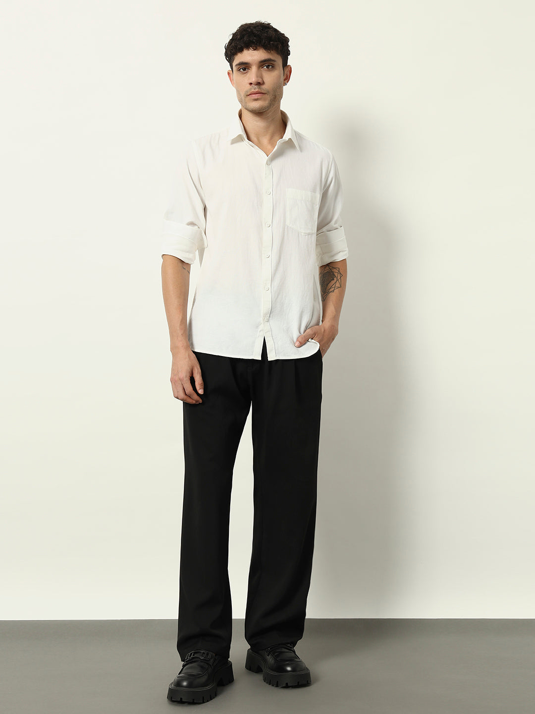 Versatile White Shirt with Chest Pocket