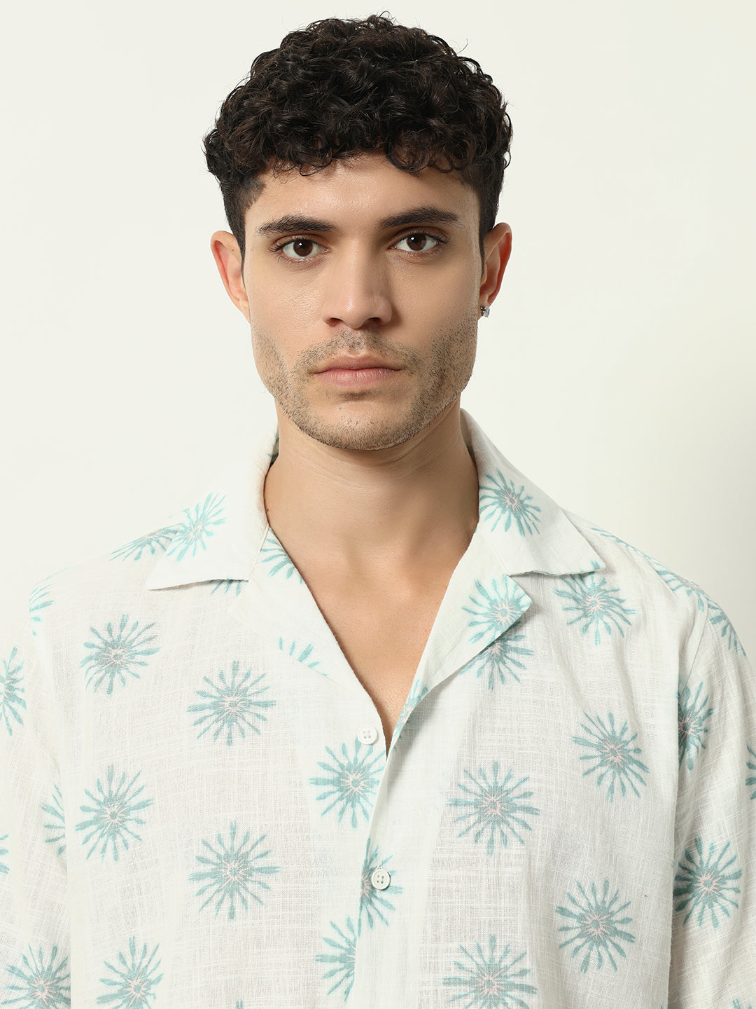 Coastal Mirage: Breezy Shirt with Abstract Floral Pattern”