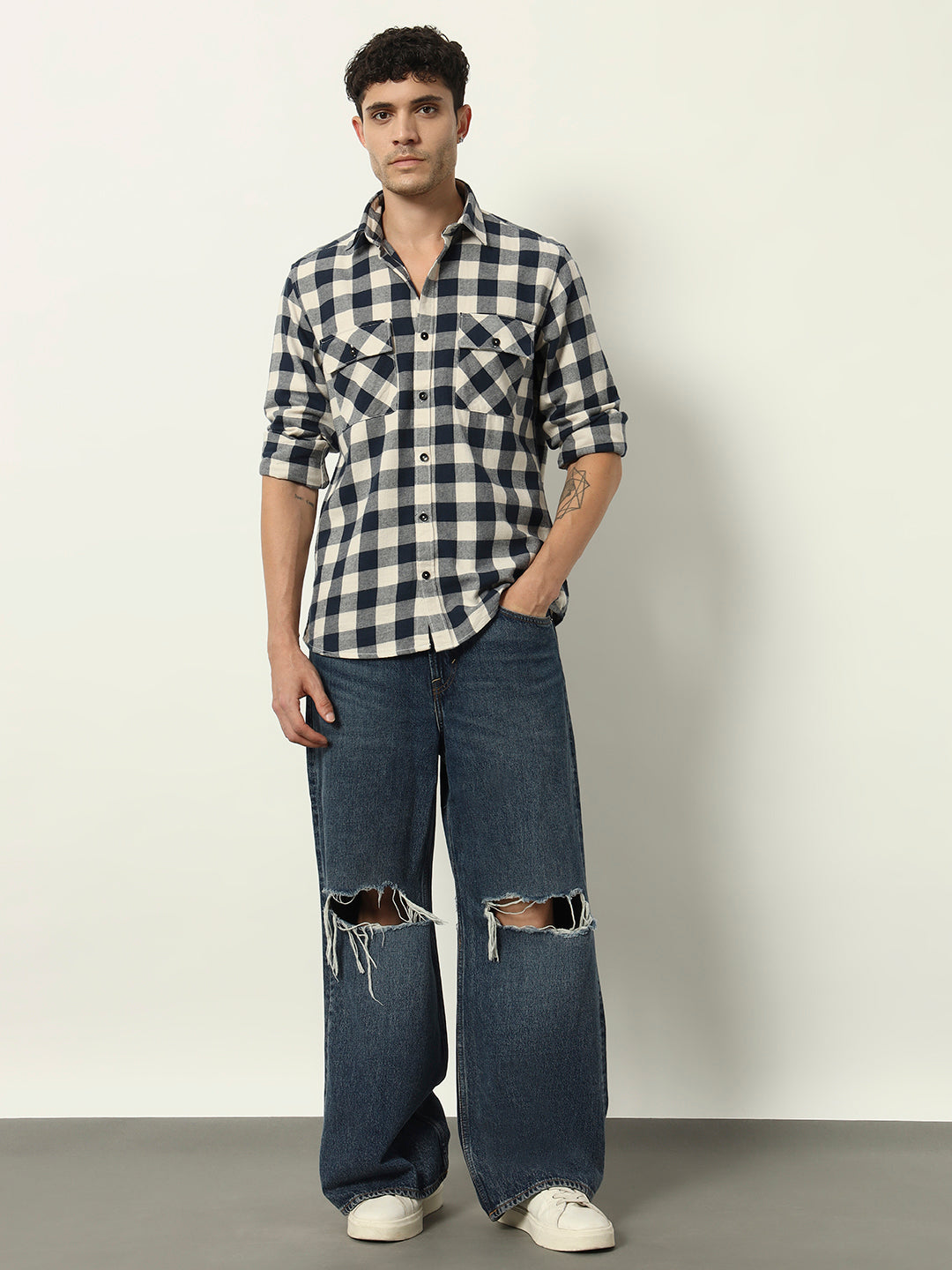 Navy Noir Check – Rugged Elegance