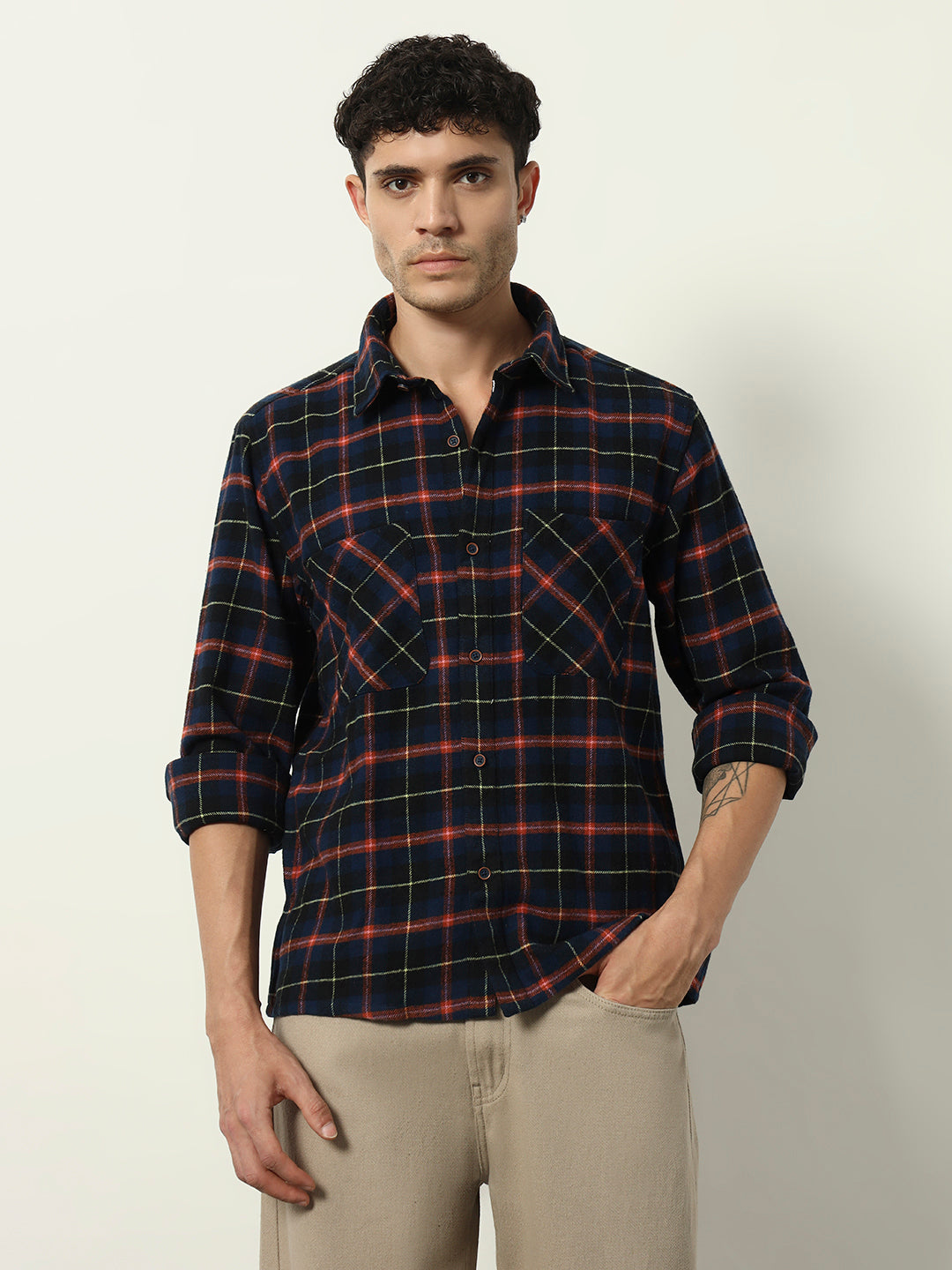Navy Ember Check – Contemporary Fit