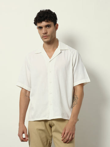 White Mirage: Contemporary Cuban-Collar Shirt