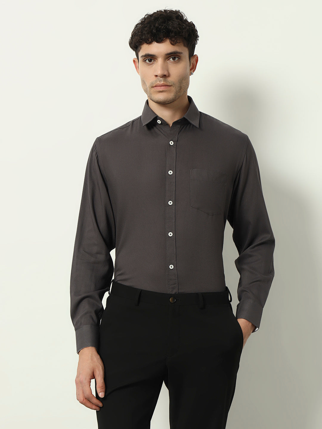 The Obsidian Classic – Charcoal Elegance Shirt