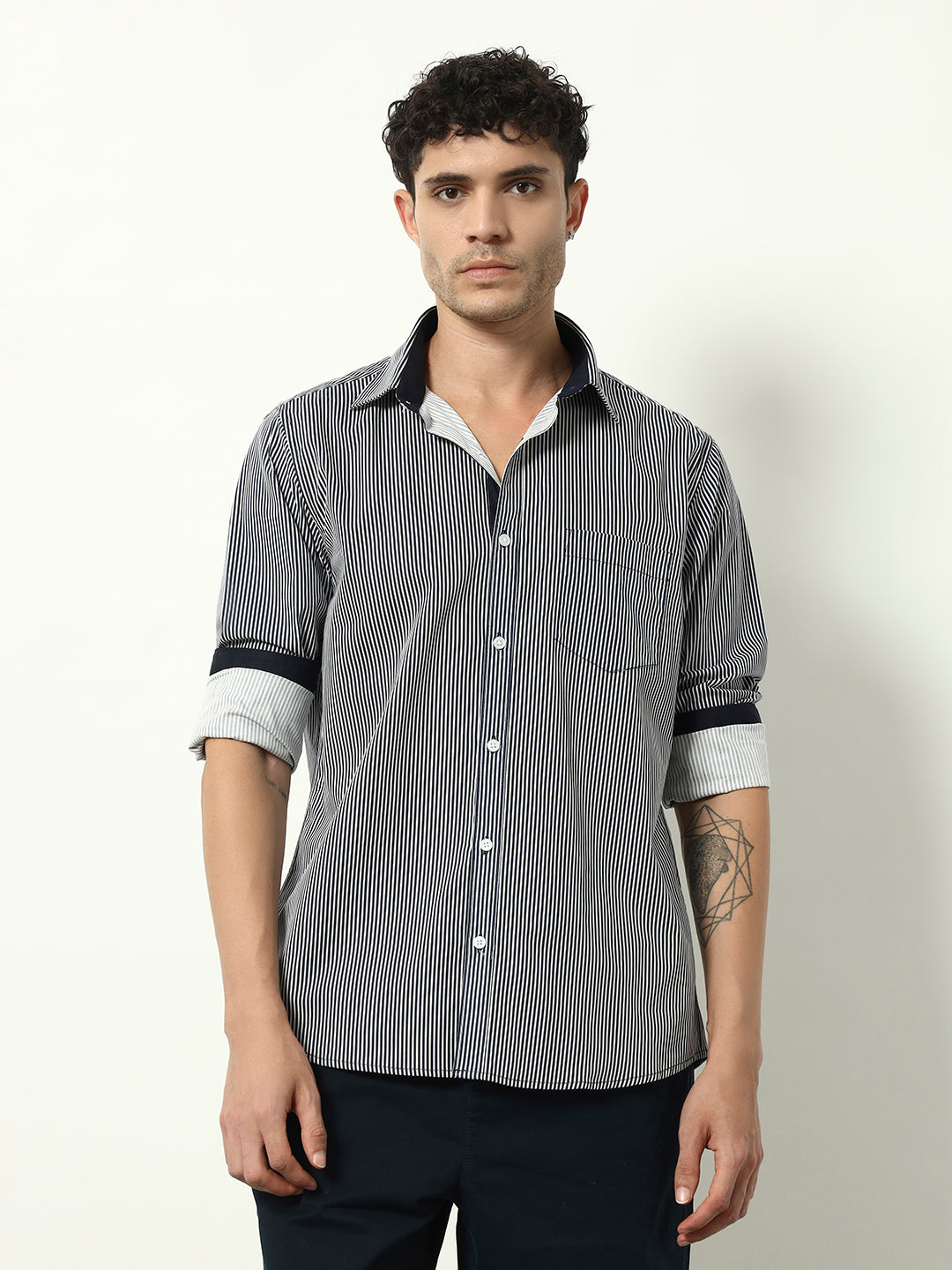 Navy Crest: Signature Contrast Shirt