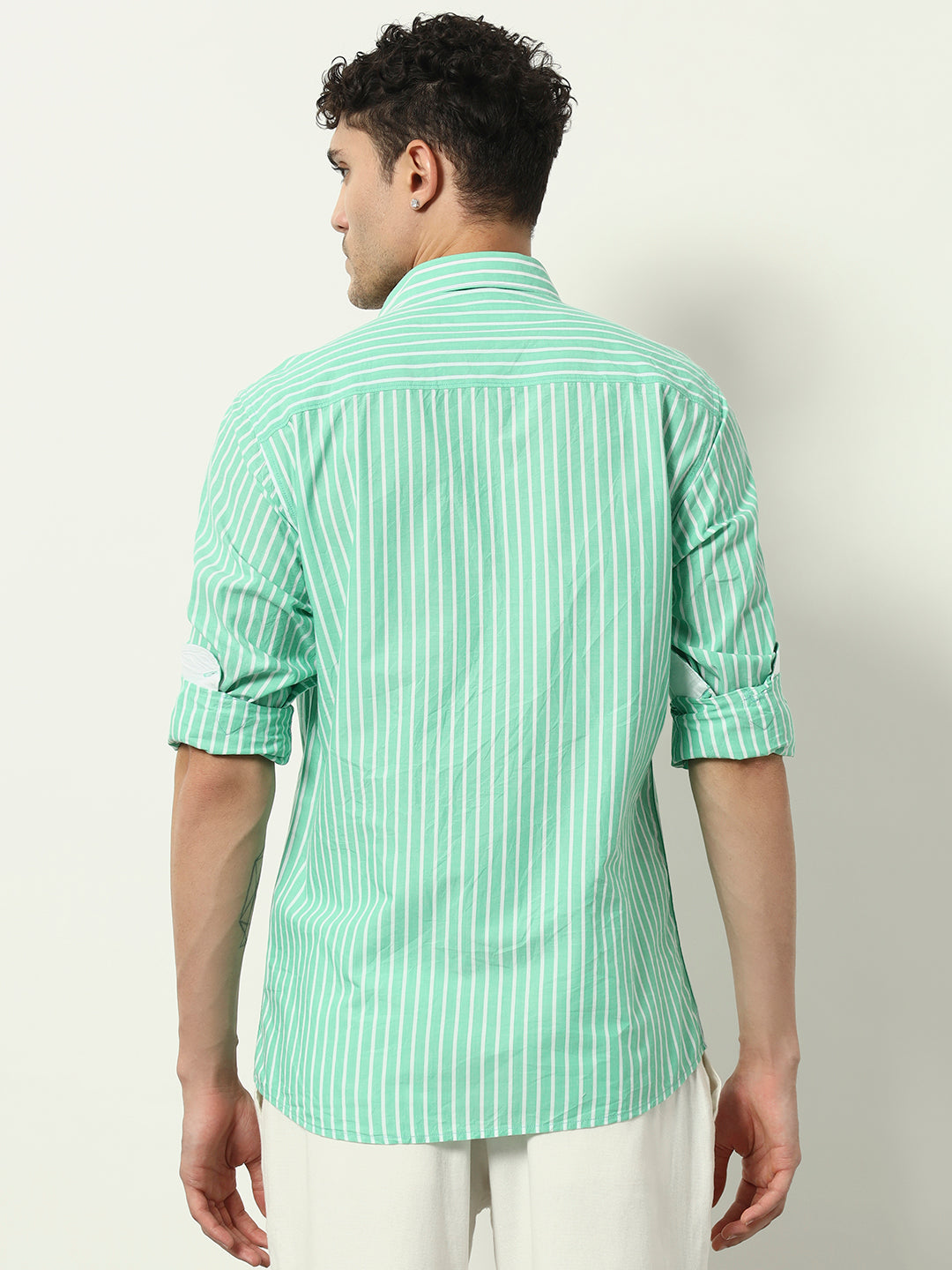 Celadon Strand: Premium Cotton Stripe Shirt