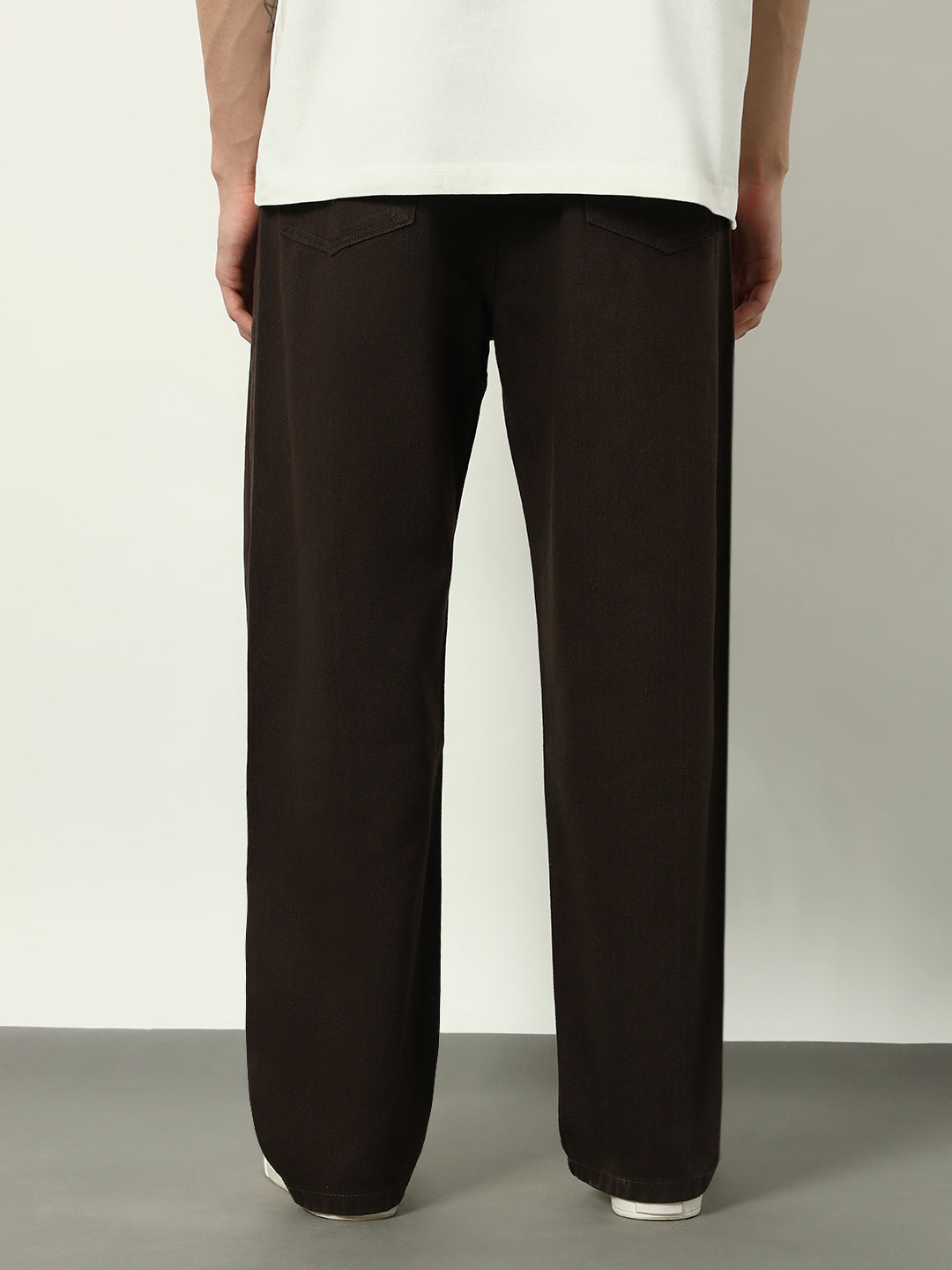 Chocolate Draped Wide‑Fit Cotton‑Twill Pants