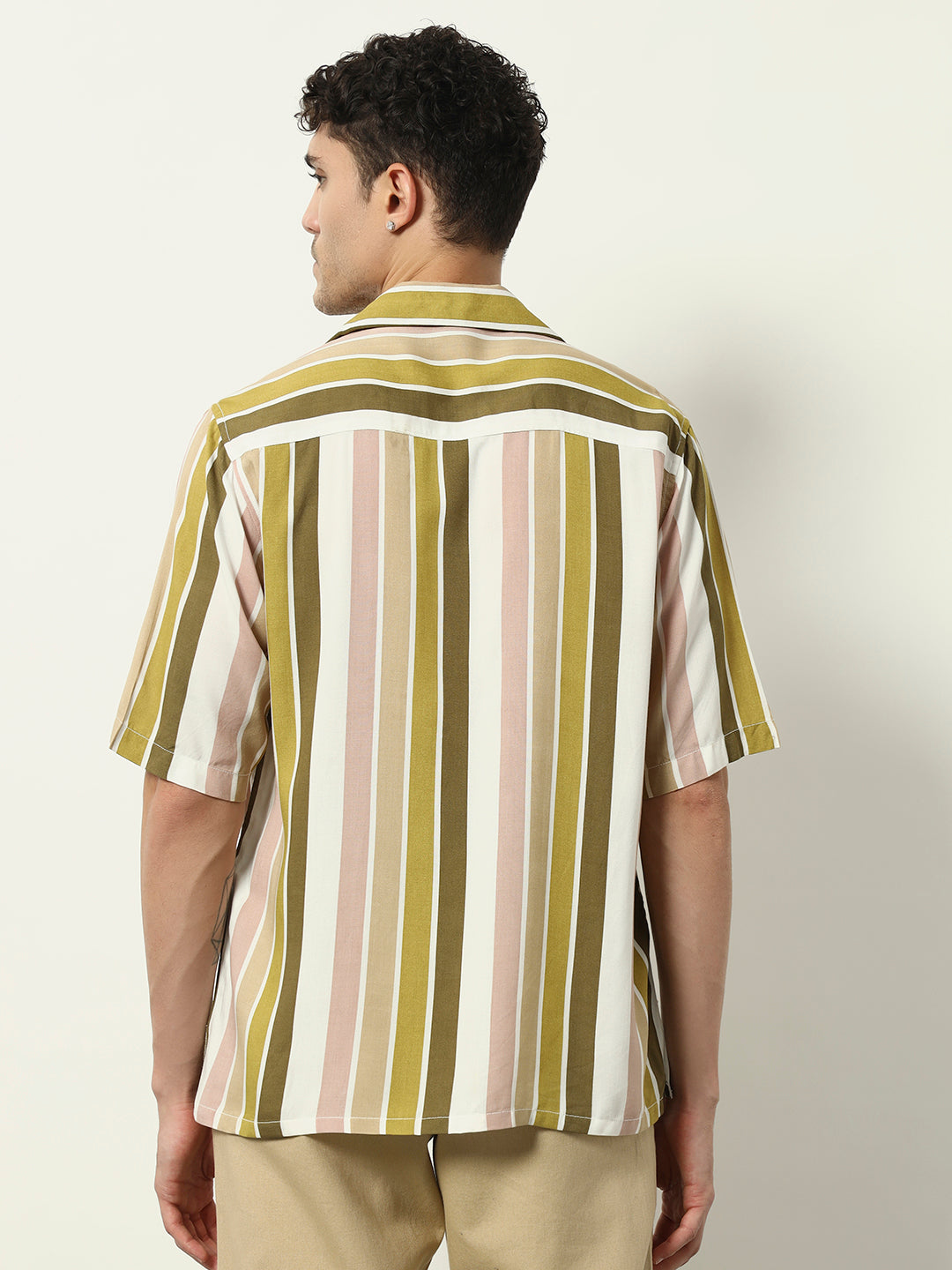 Mocha Mirage: Elevated Cuban-Collar Shirt