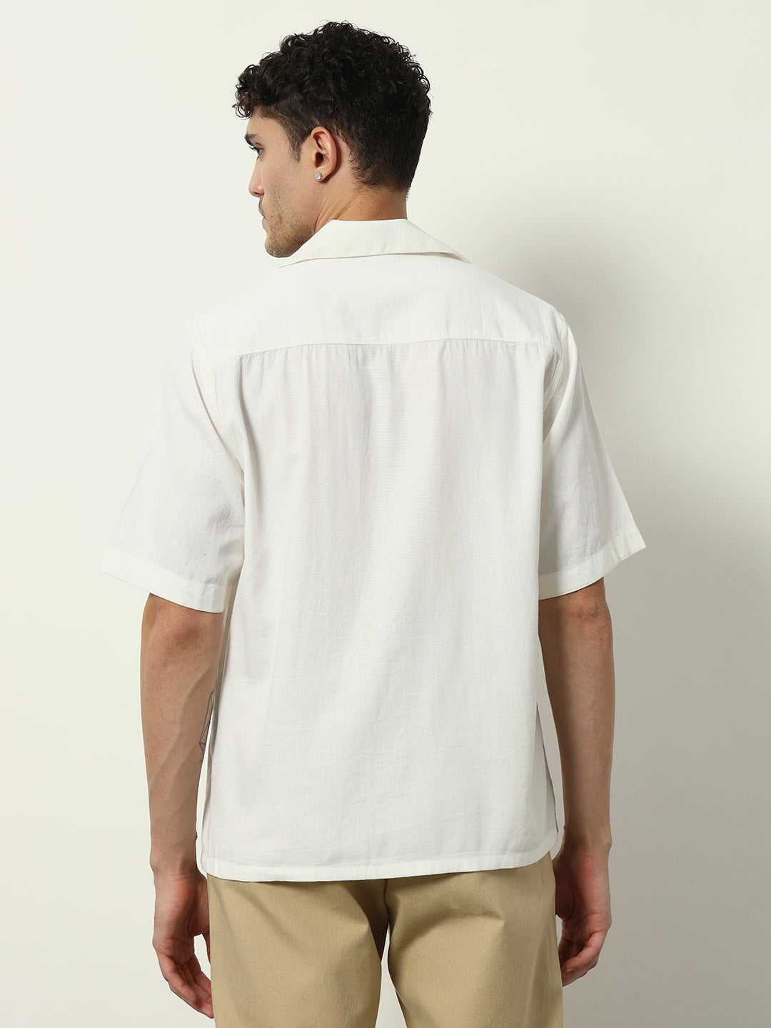White Mirage: Contemporary Cuban-Collar Shirt